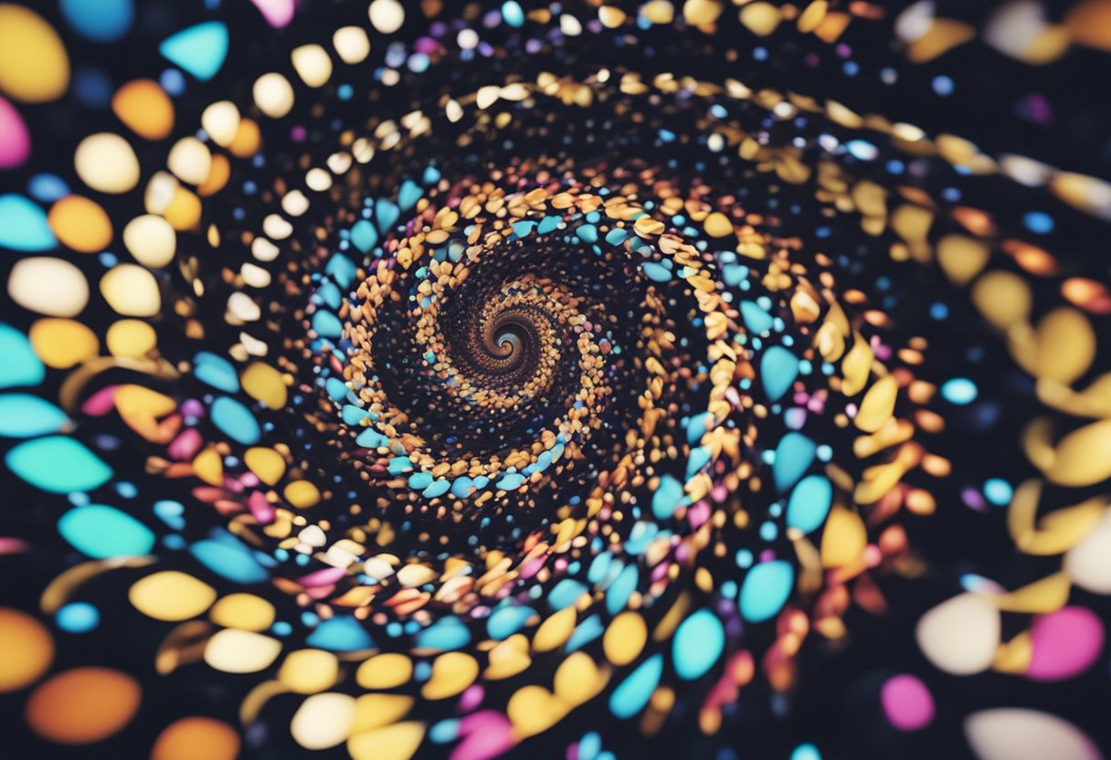 A swirling spiral of colorful patterns entrancingly draws the viewer into a deep state of hypnosis