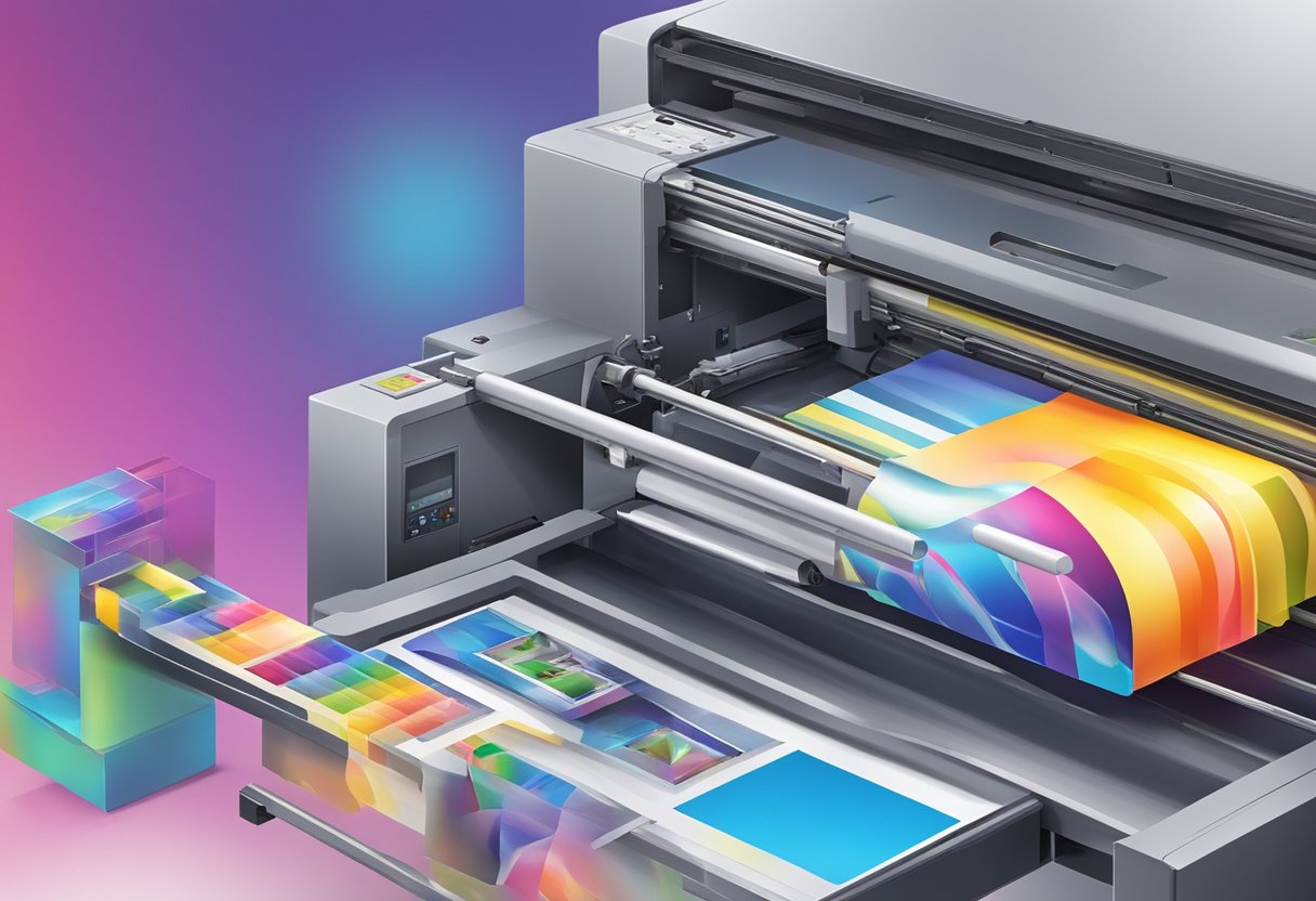 A digital printer producing colorful images on various materials