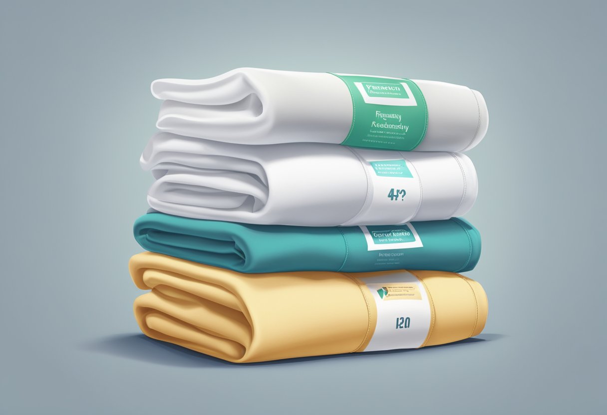 A stack of white clothing items with a "Frequently Asked Questions" label