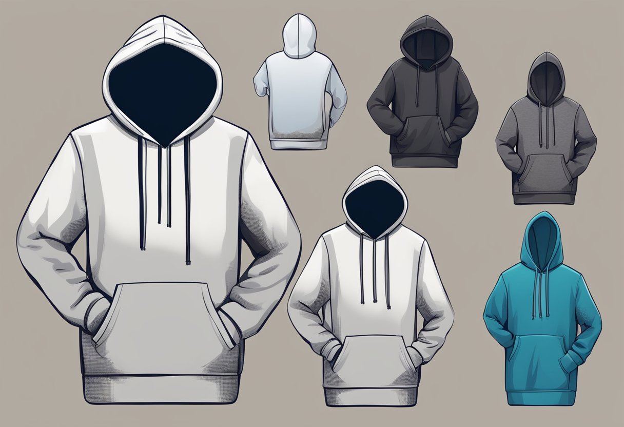 A hoodie and sweatshirt lay side by side, showcasing the differences in their materials and fabric types