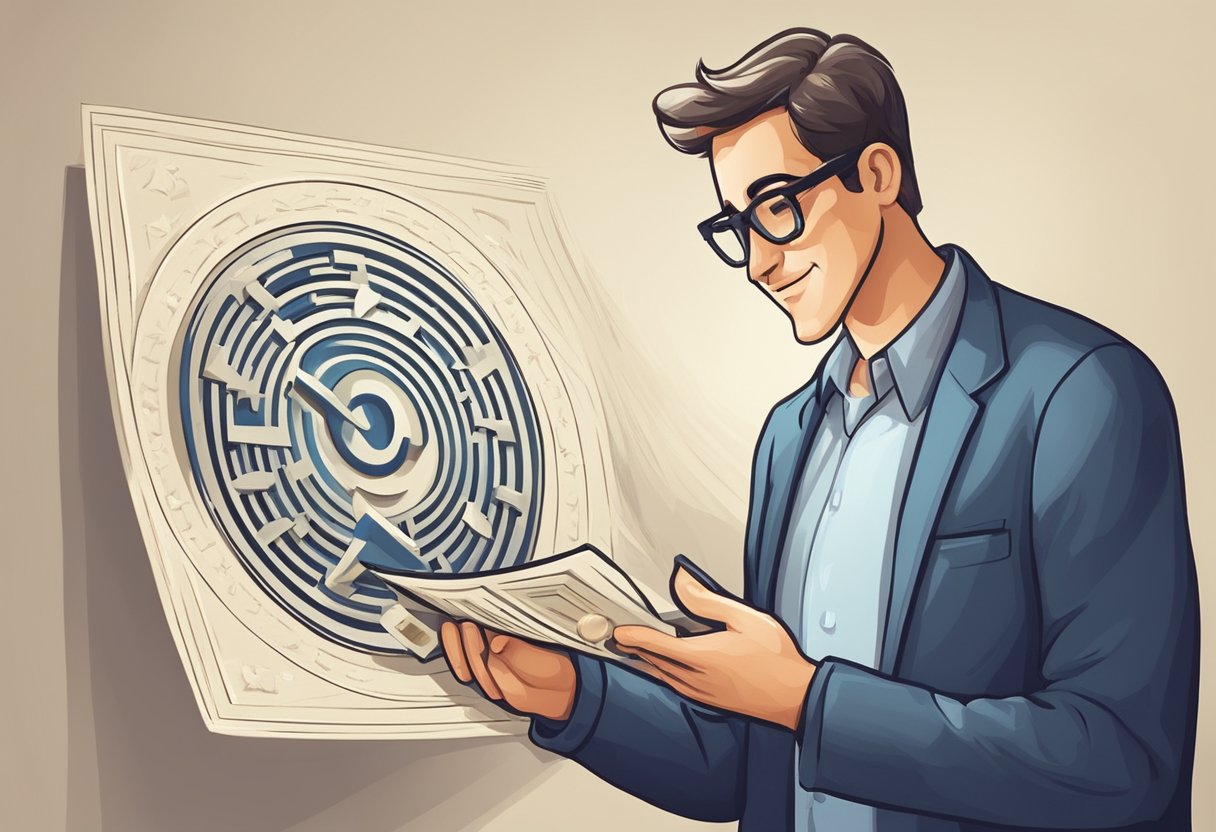 A person receiving a stamp of approval from a copyright symbol