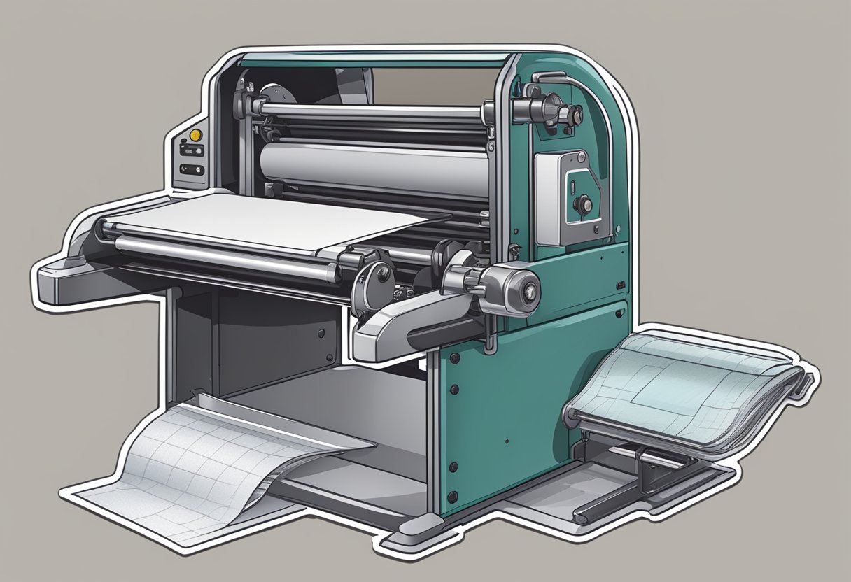 A die cut machine slices through paper while a kiss cut machine gently scores a sticker sheet