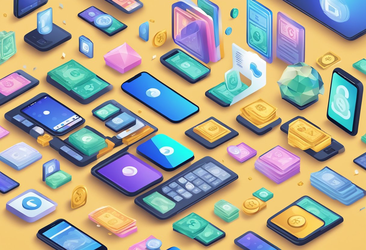 A smartphone surrounded by various icons representing different money-making opportunities