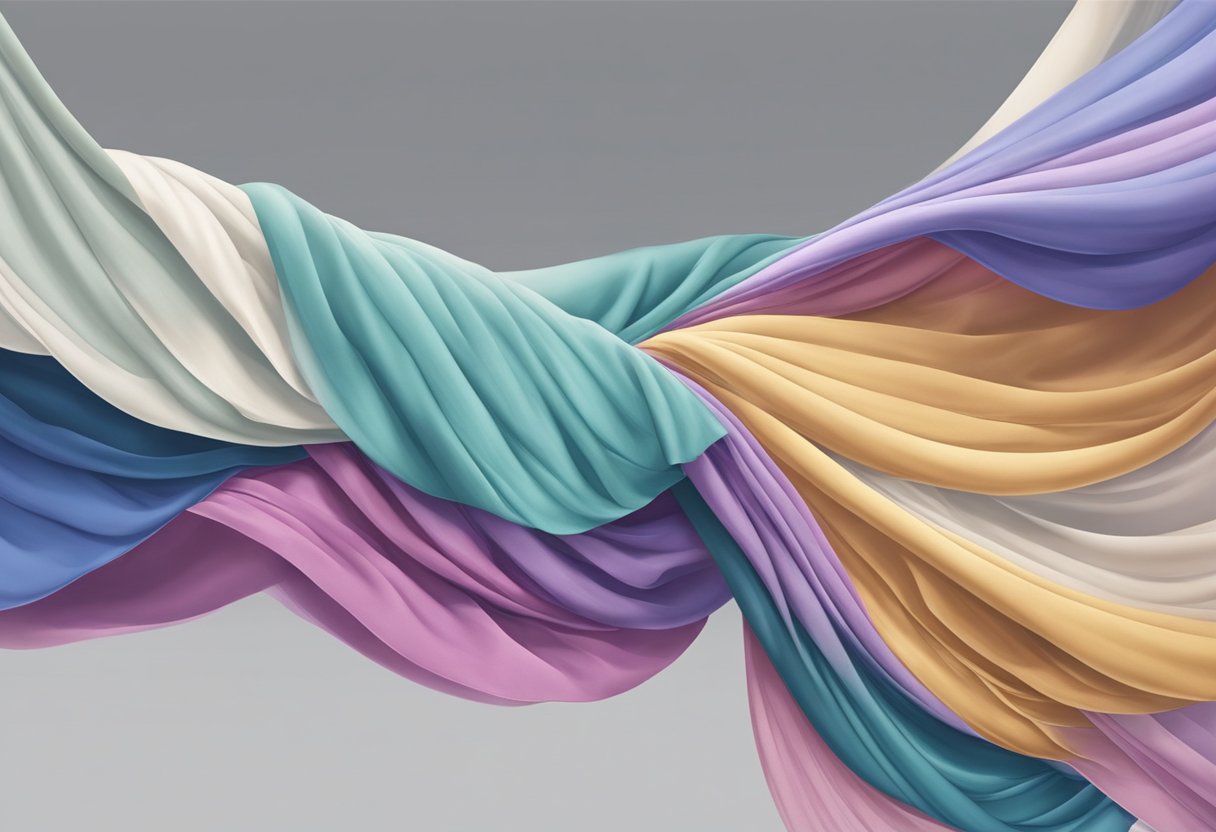 A roll of viscose fabric suspended in mid-air, with a gentle breeze passing through, demonstrating its breathability