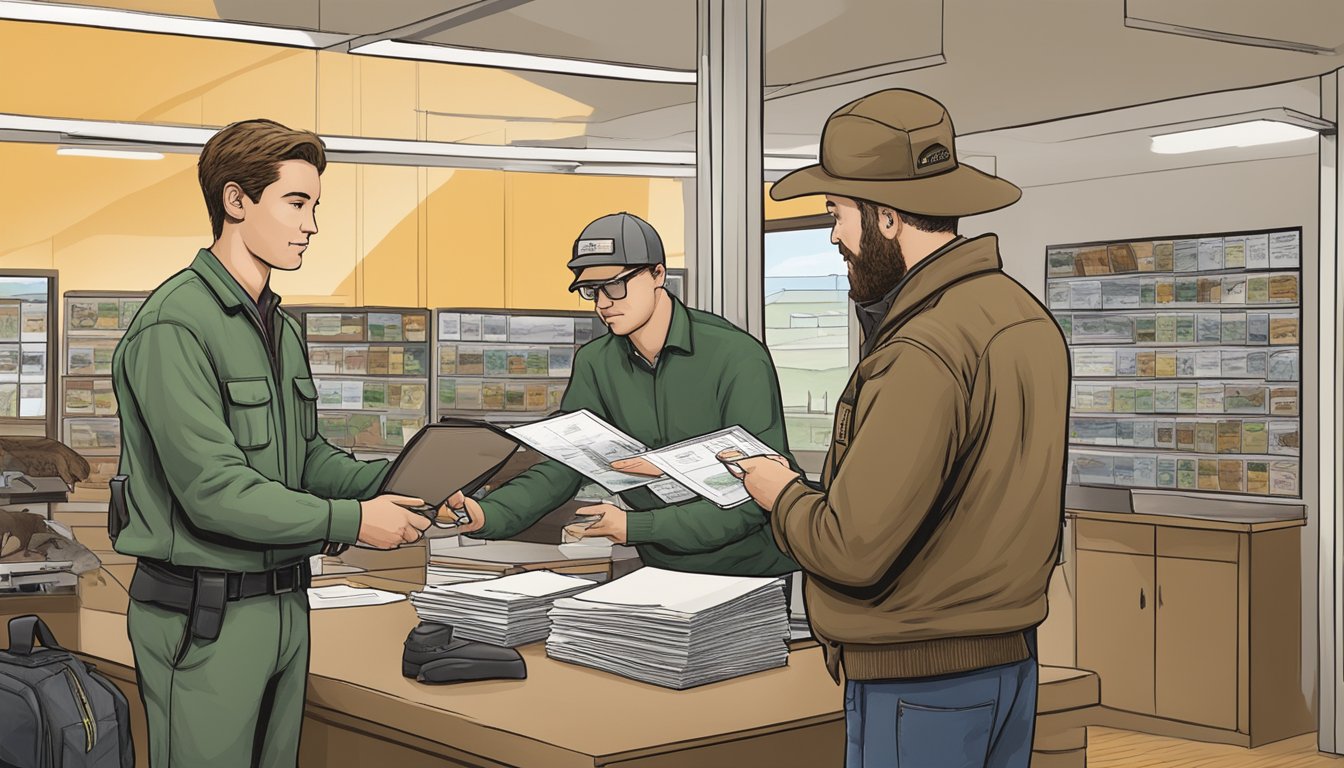 A hunter purchasing a non-resident hunting license at a District of Columbia wildlife office