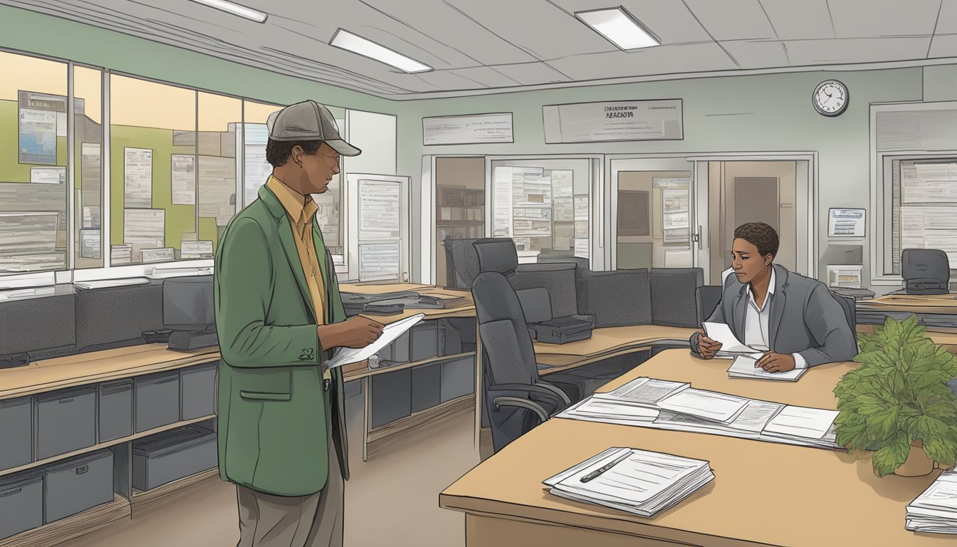 A hunter purchasing a non-resident hunting license at an insurance office in the District of Columbia