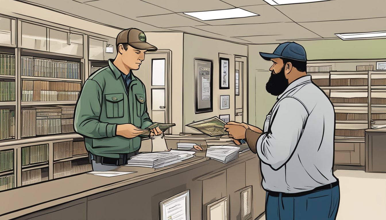 A hunter purchasing a non-resident hunting license at a District of Columbia wildlife office