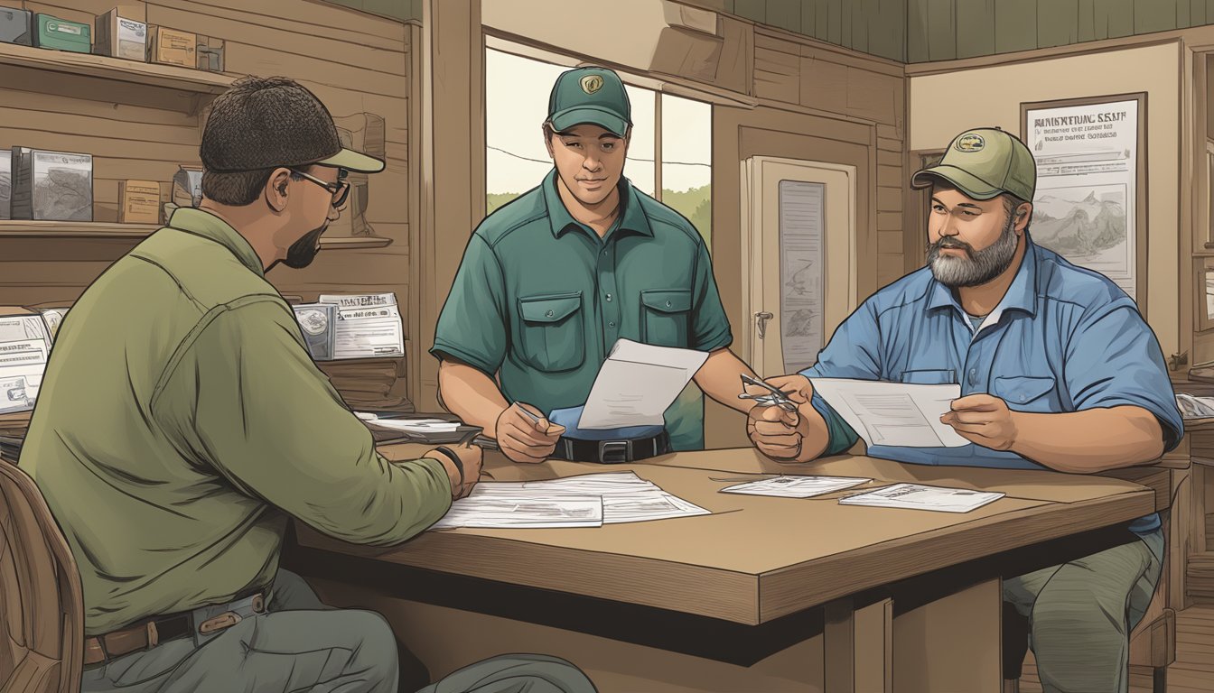 A hunter purchasing a Georgia non-resident hunting license from a wildlife agency office