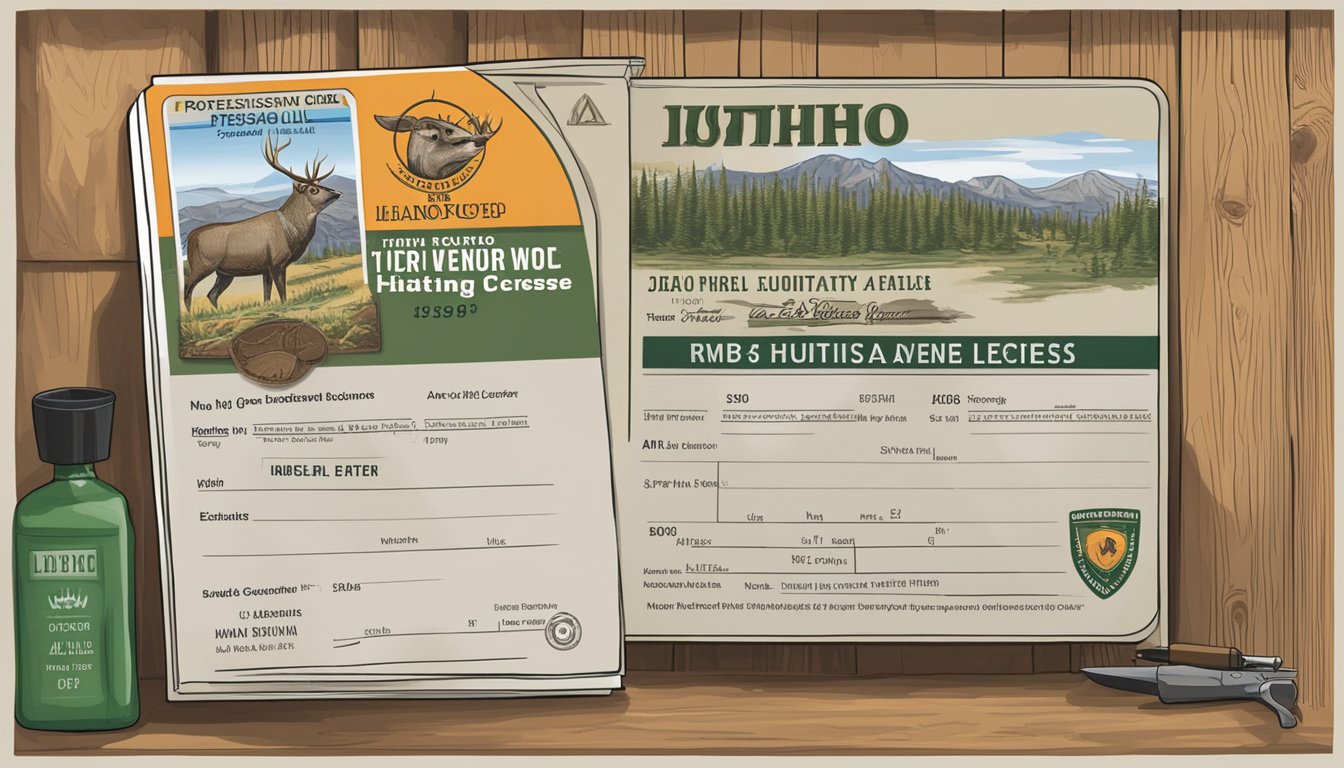 An Idaho hunting license being purchased at a local outdoor store counter