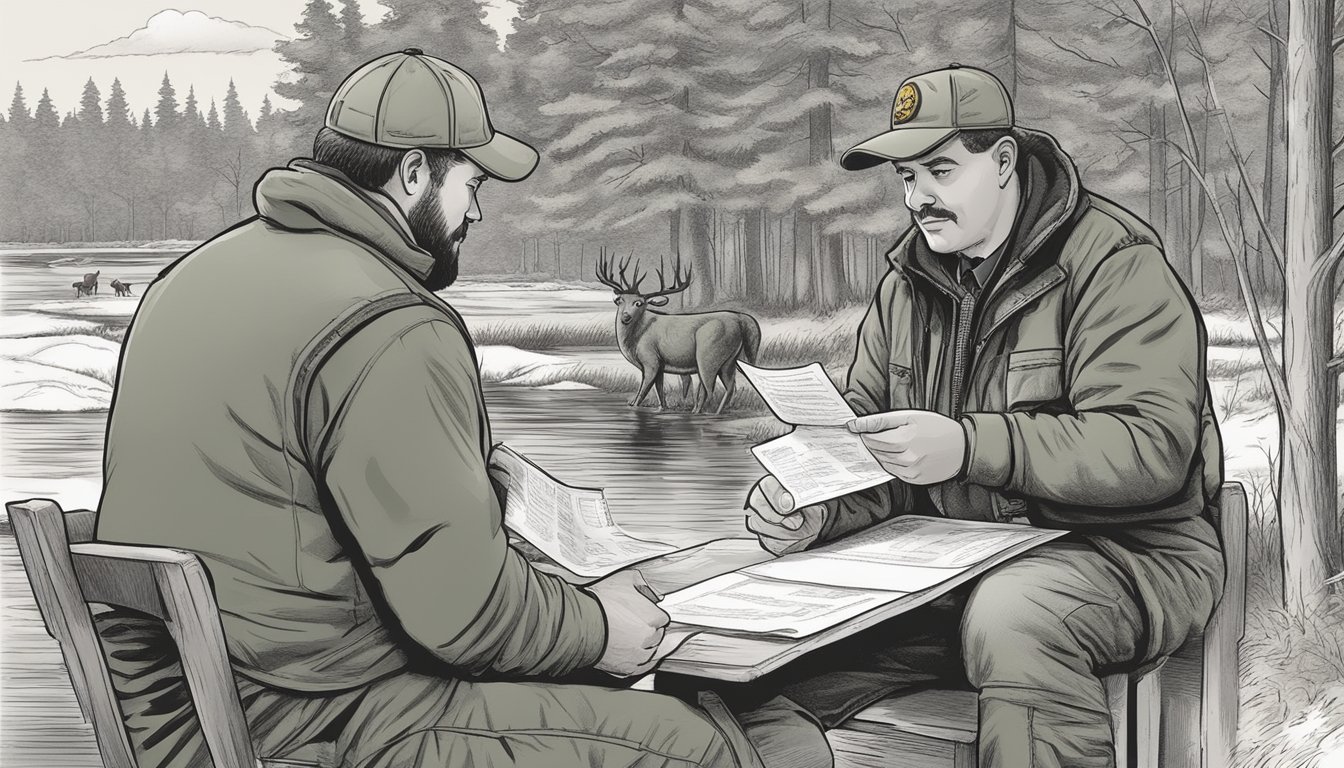 A hunter purchasing a Minnesota non-resident hunting license from a wildlife agency office