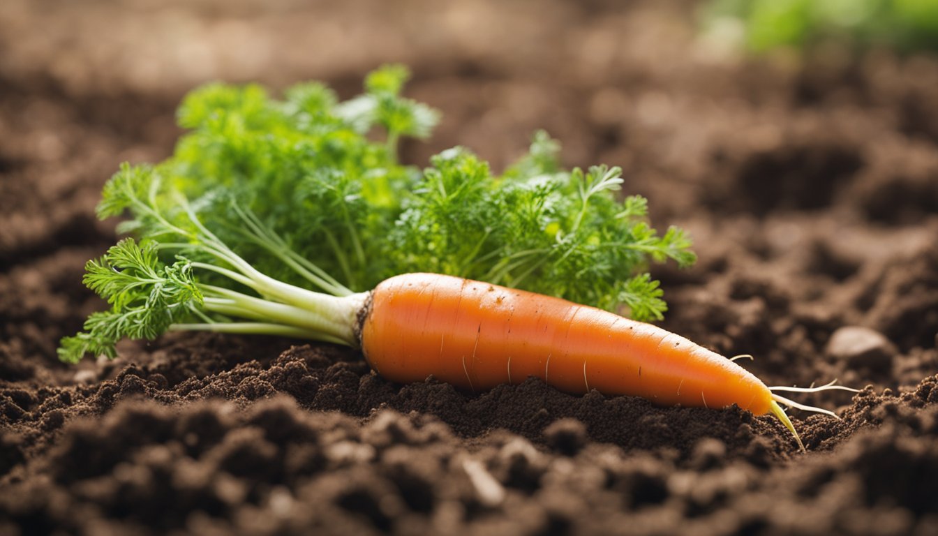 A healthy carrot thrives in loose, nutrient-rich soil, while a deformed carrot struggles in compacted, clay-heavy soil