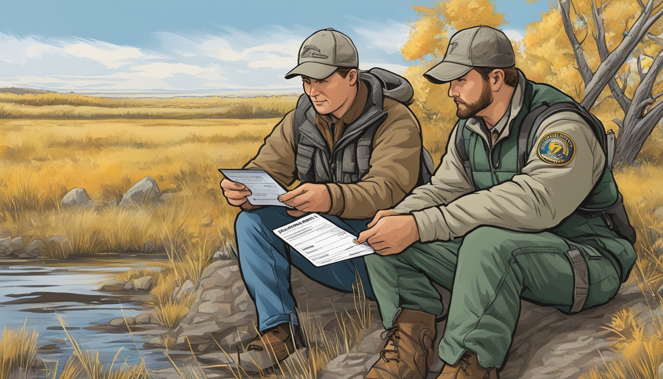 A hunter purchasing a North Dakota non-resident hunting license from a state wildlife office