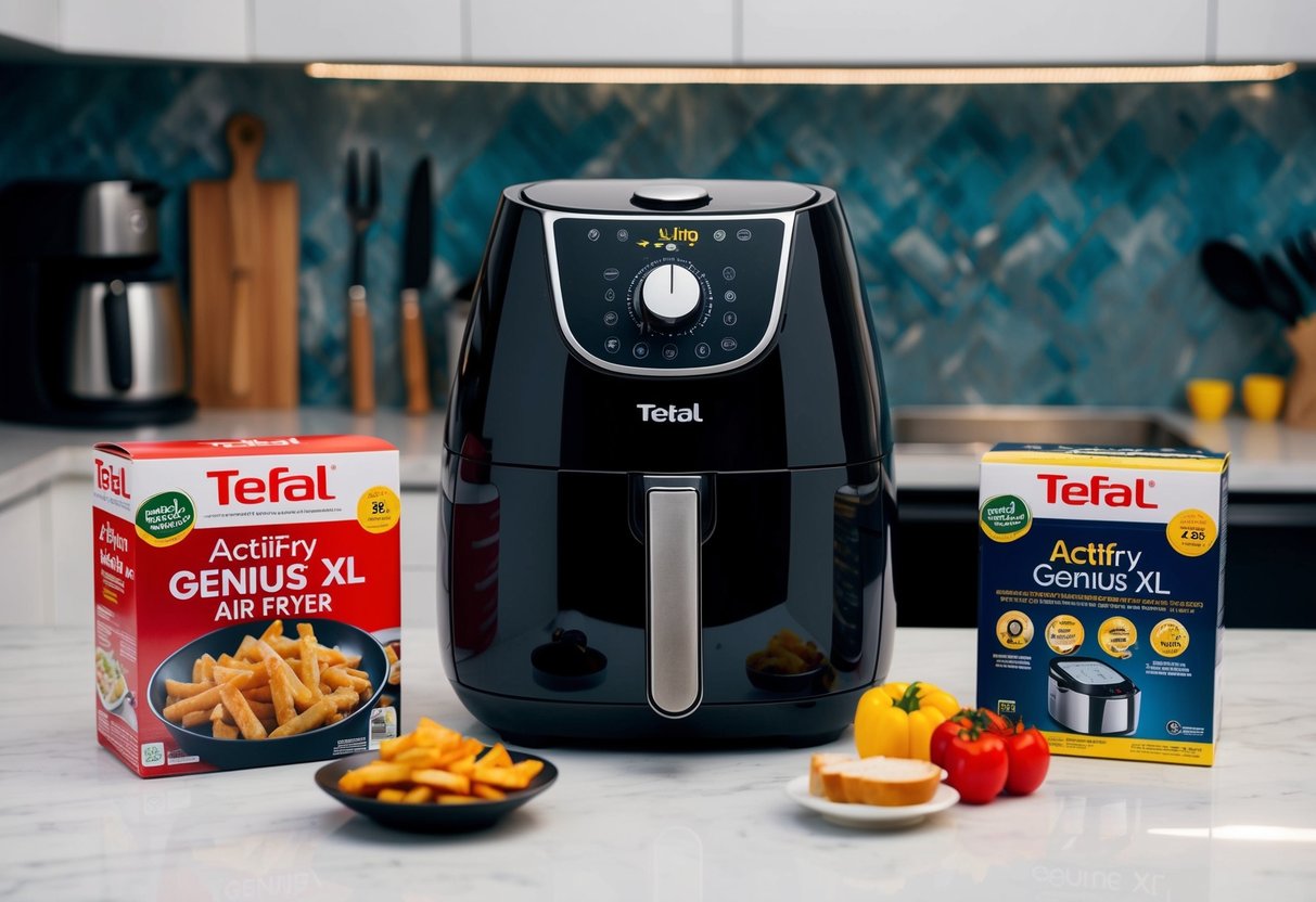 A kitchen counter with the Tefal ActiFry Genius XL Air Fryer surrounded by Black Friday kitchen gadget deals in Ireland