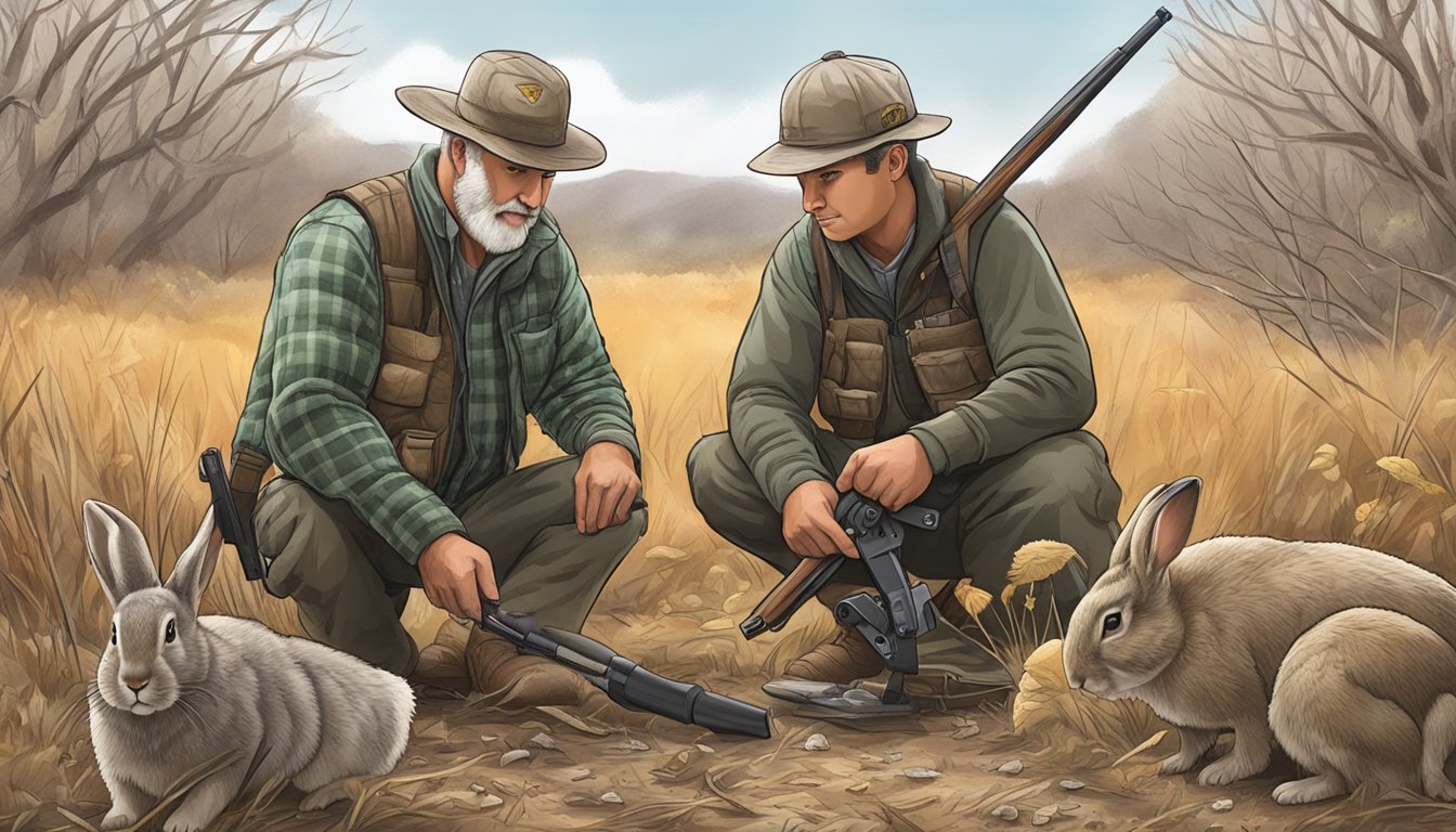 A hunter gathering gear and checking weapons for cottontail rabbit season