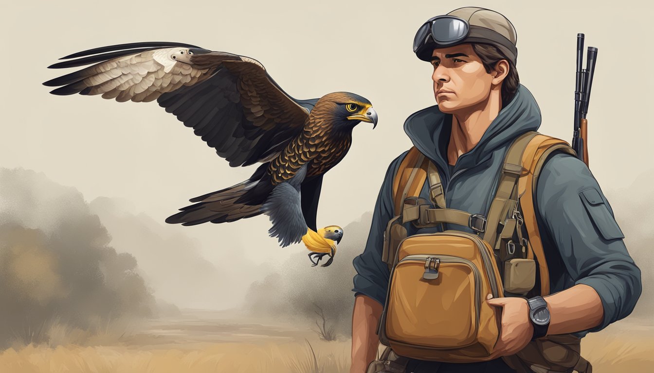 Falconry hunter with bag and possession limits of prey