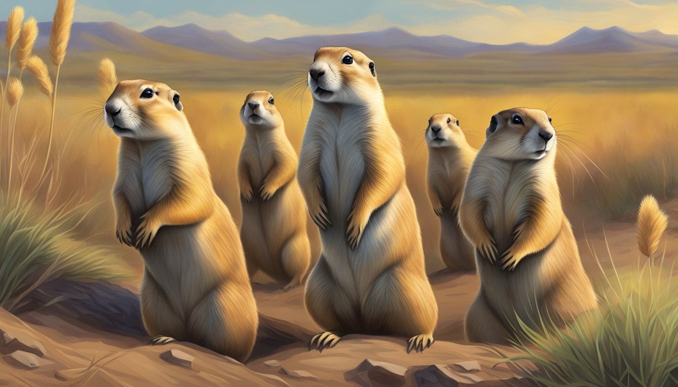 Prairie dogs scurry across the open prairie, their heads popping up from their burrows as hunters take aim