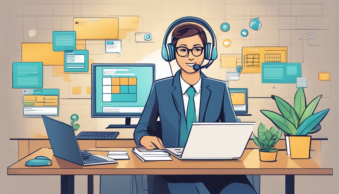 En kundeservicerepresentant som bruker et CRM-system for å håndtere kundeforhold og tjenester