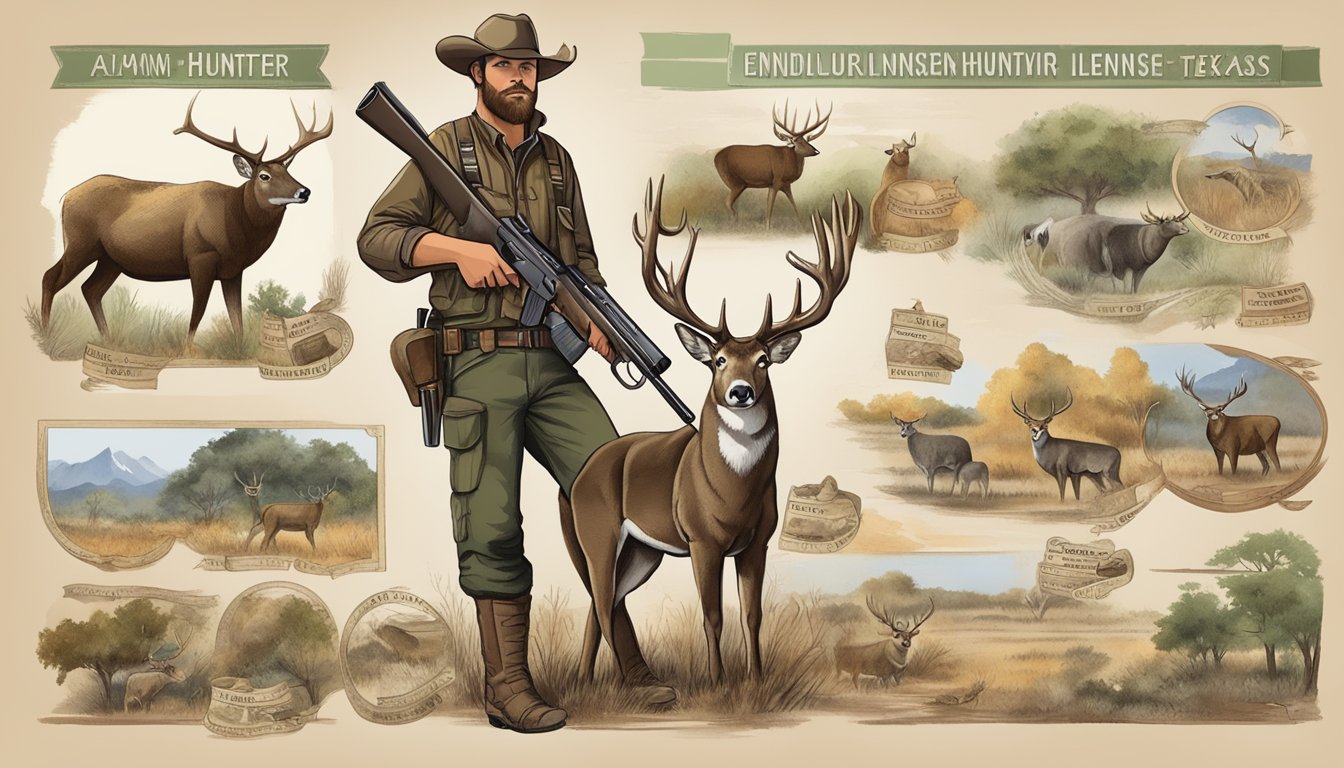 A hunter in Texas displaying various licenses and endorsements for the current hunting season