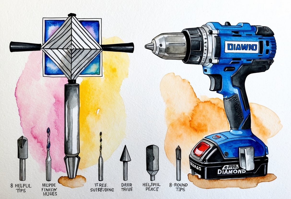 Un drill a diamante quadrato si confronta con un drill rotondo, circondato da otto suggerimenti utili