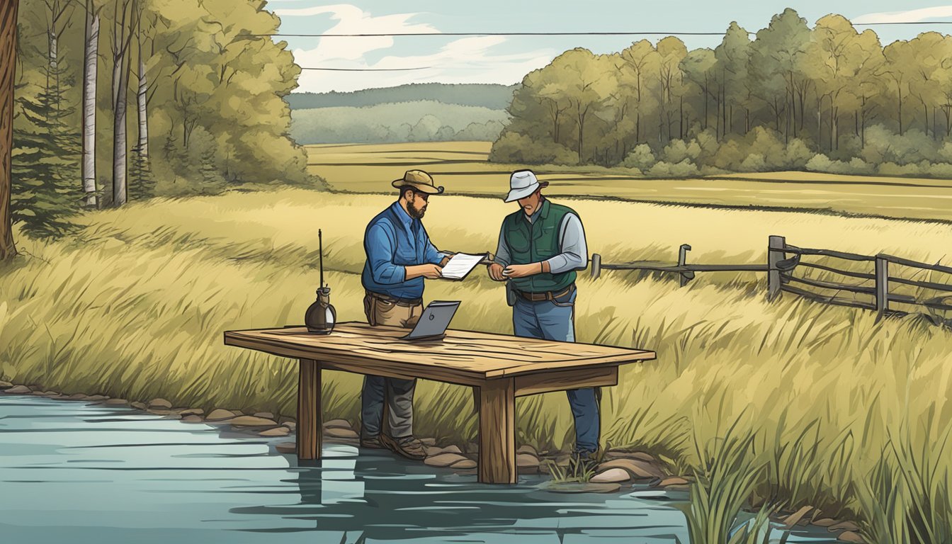 A hunter signing a lease agreement with a landowner in Iowa