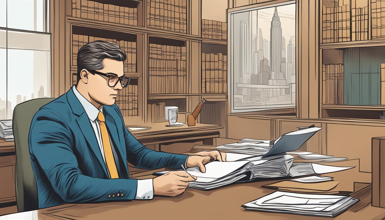 A lawyer reviewing hunting lease agreements in a New York office