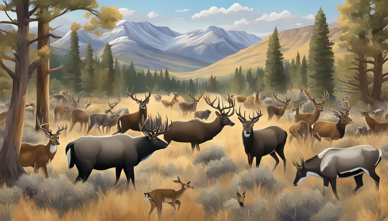 A diverse array of game species roam the vast Utah hunting leases, surrounded by mountains and forests