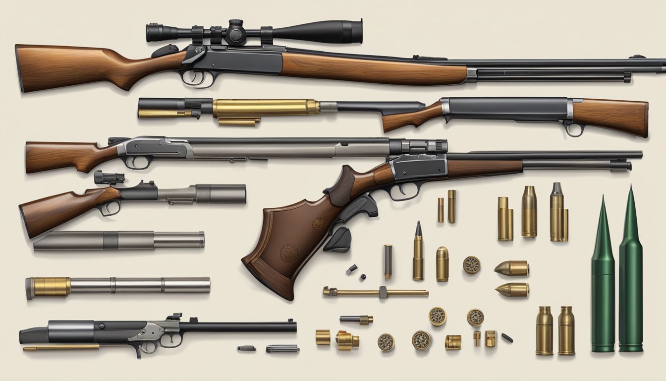 A table displaying various muzzleloading components and ammunition for modern muzzleloaders