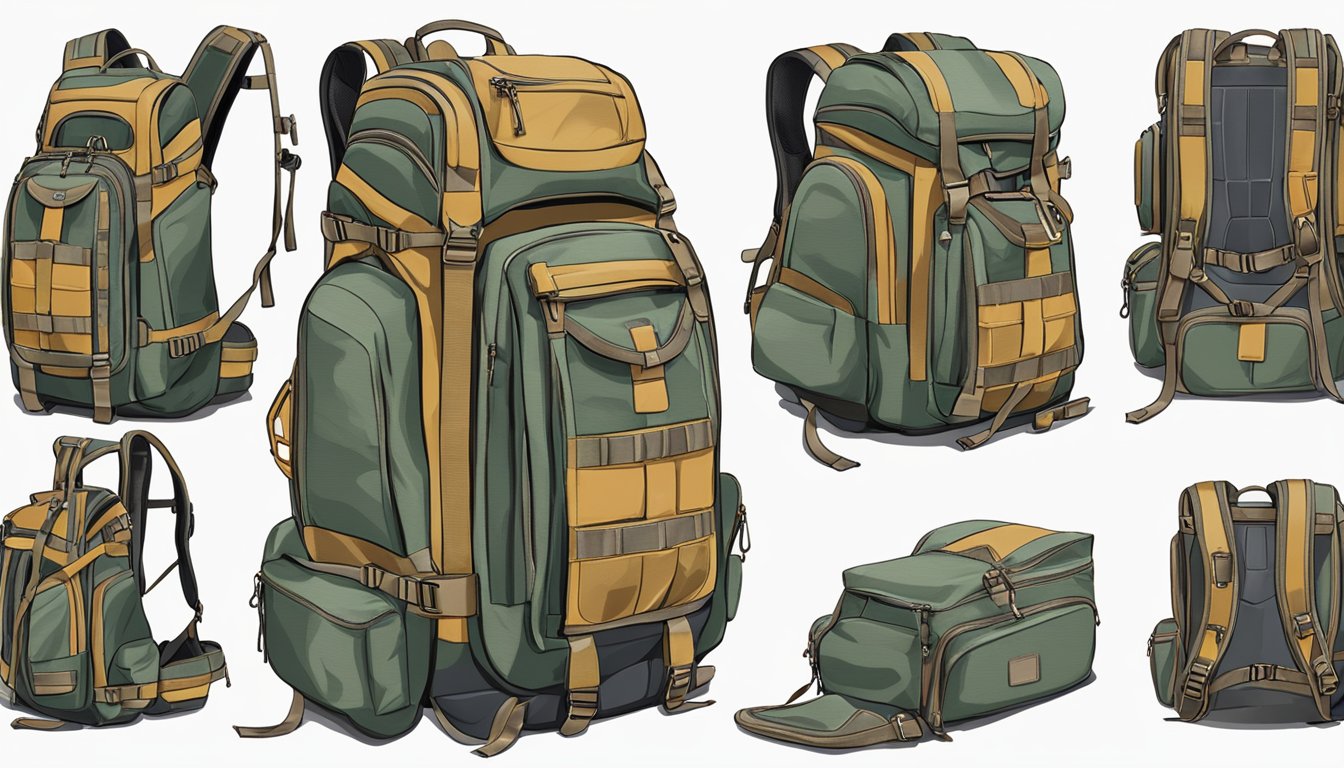 A rugged hunting backpack made of durable materials, with reinforced straps and multiple compartments for gear