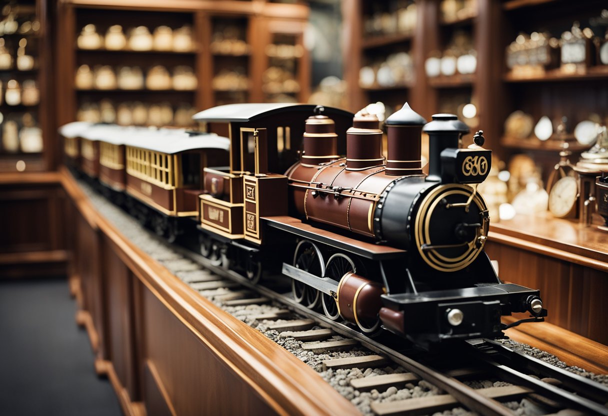 A display of Puffing Billy Train Replica souvenirs in a Melbourne shop