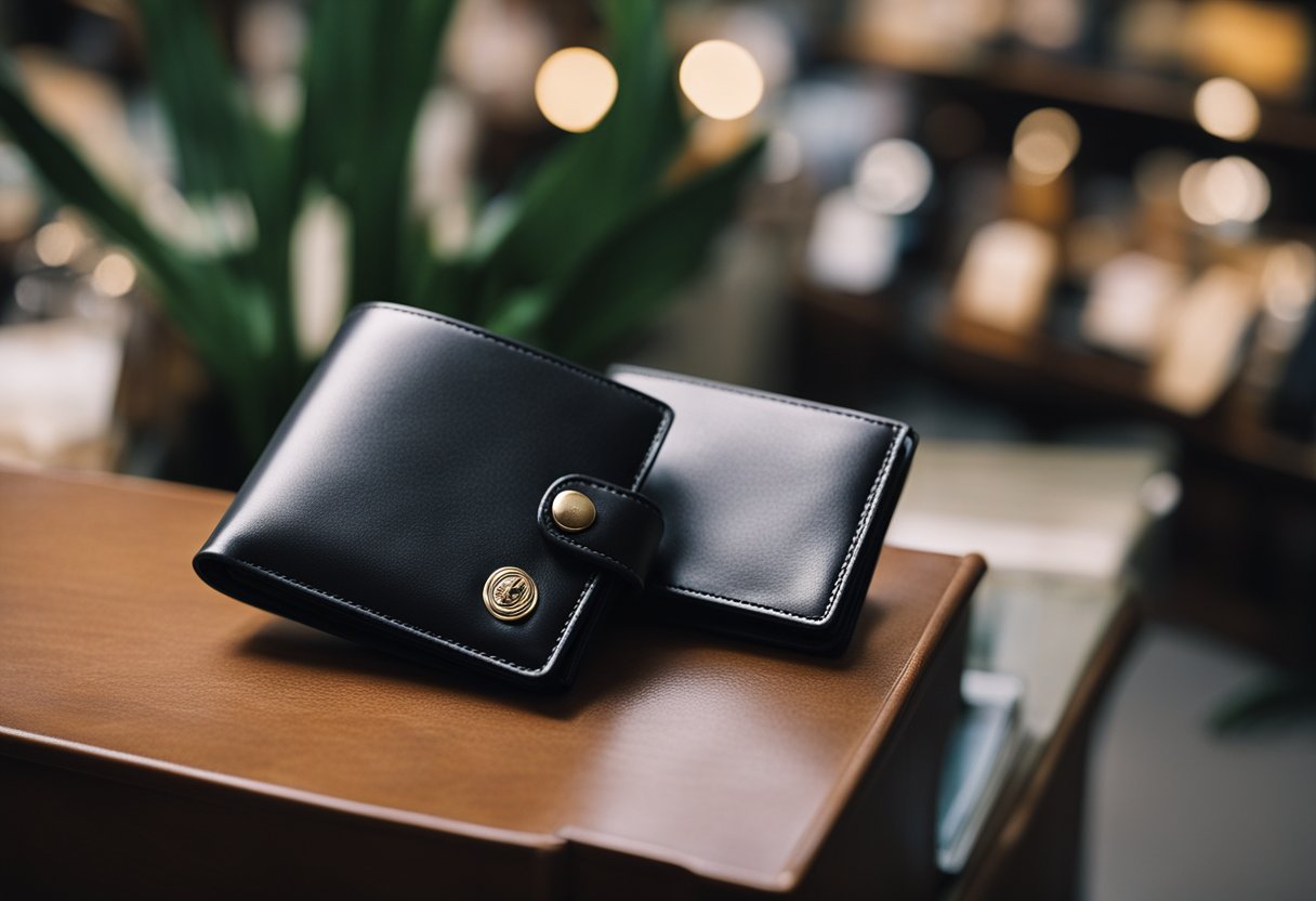 A kangaroo leather wallet displayed among Melbourne souvenirs