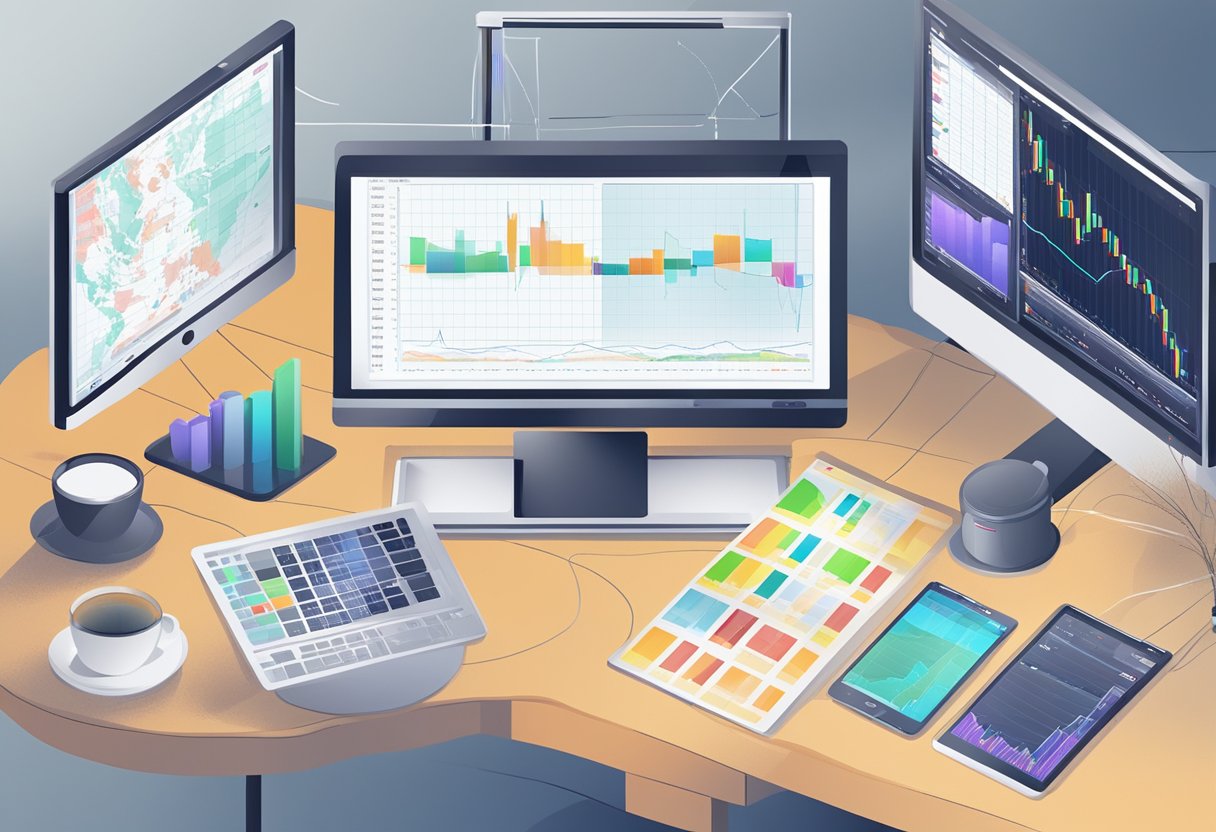 A computer screen displaying various Forex trading platforms with charts and graphs