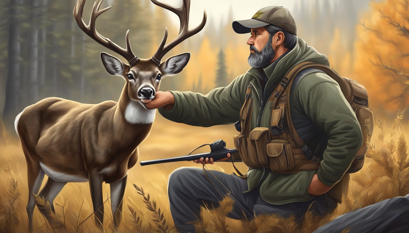 A hunter skillfully field dresses a deer, ensuring meat quality