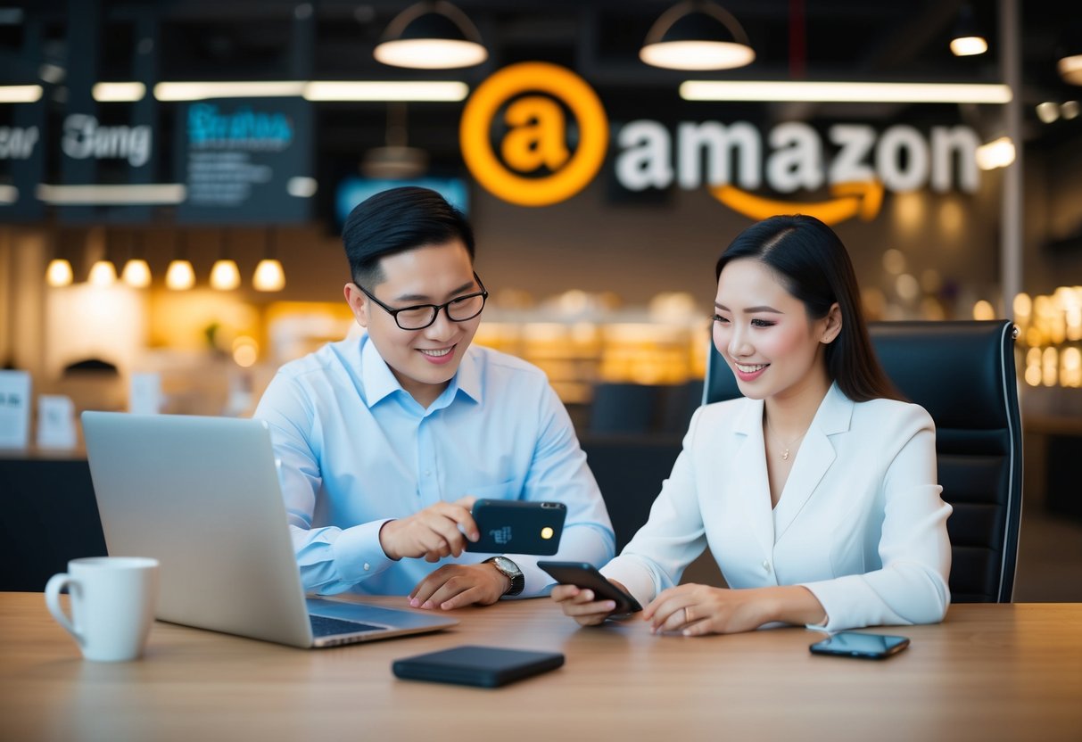 A business owner in Singapore uses Amazon tools to register their brand and grow their online business