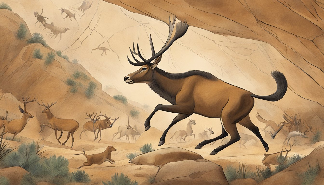 Ancient cave paintings of hunting scenes using scientific dating techniques