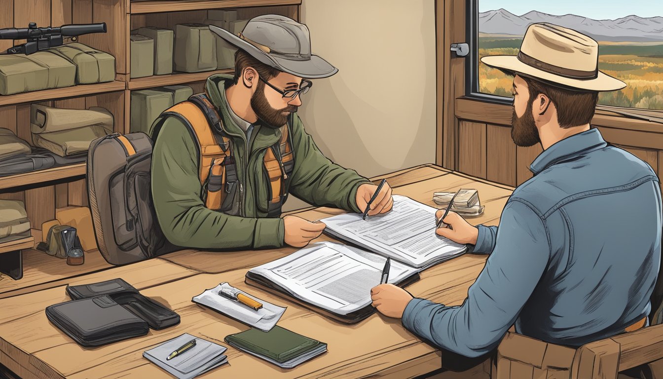 A hunter in Colorado checks the legal requirements and compliance for firearm regulations before heading out for a hunting trip