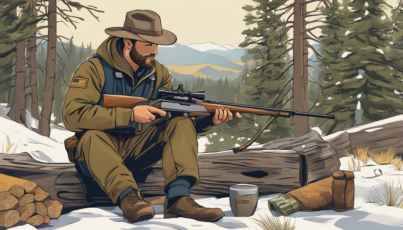 A hunter in Colorado reviewing firearm regulations before heading out for additional activities