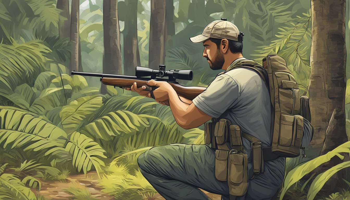 A hunter in Hawaii checks firearm regulations before heading into the forest