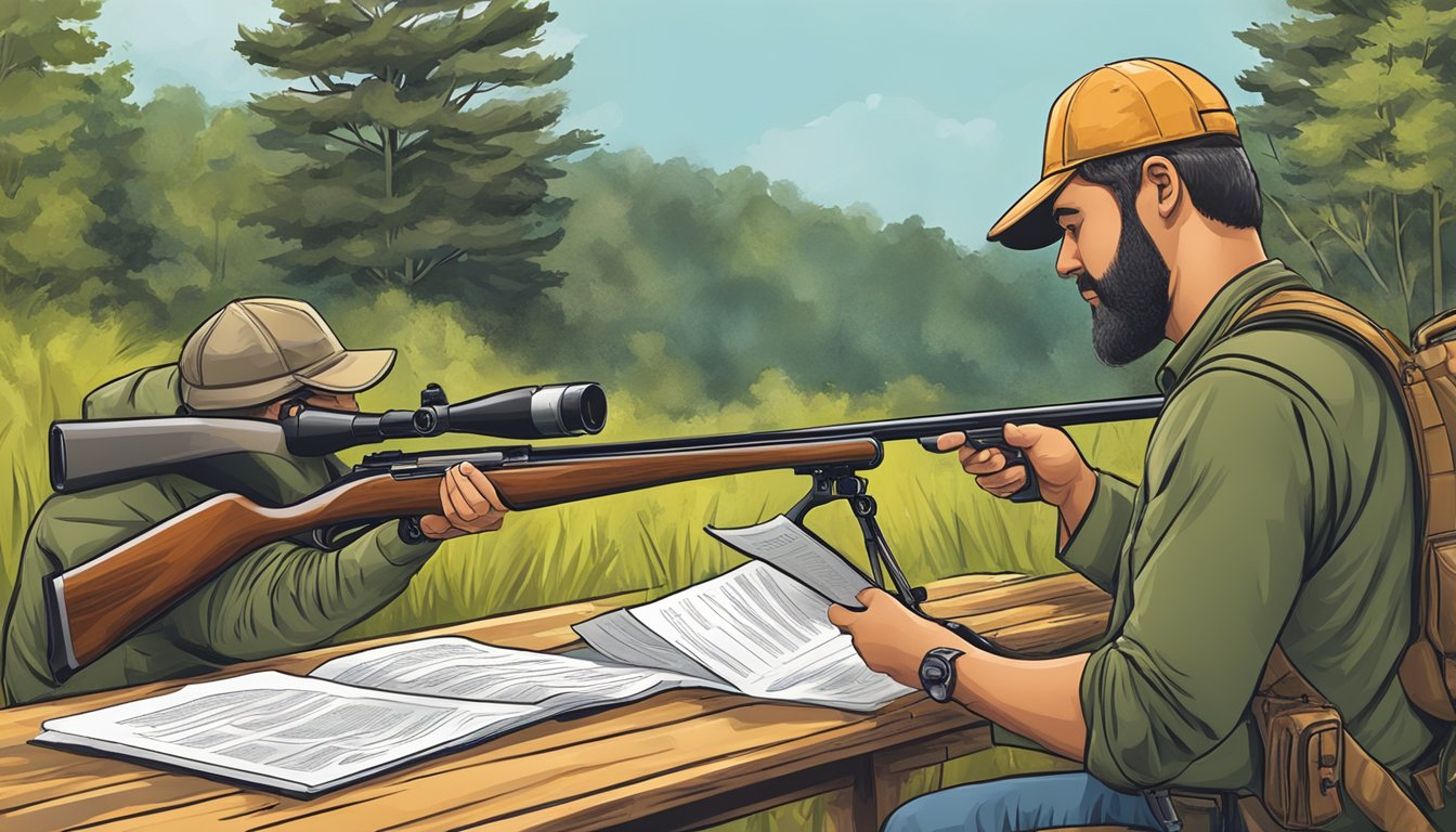 A hunter in Maryland carefully checks the regulations for hunting different species with a firearm