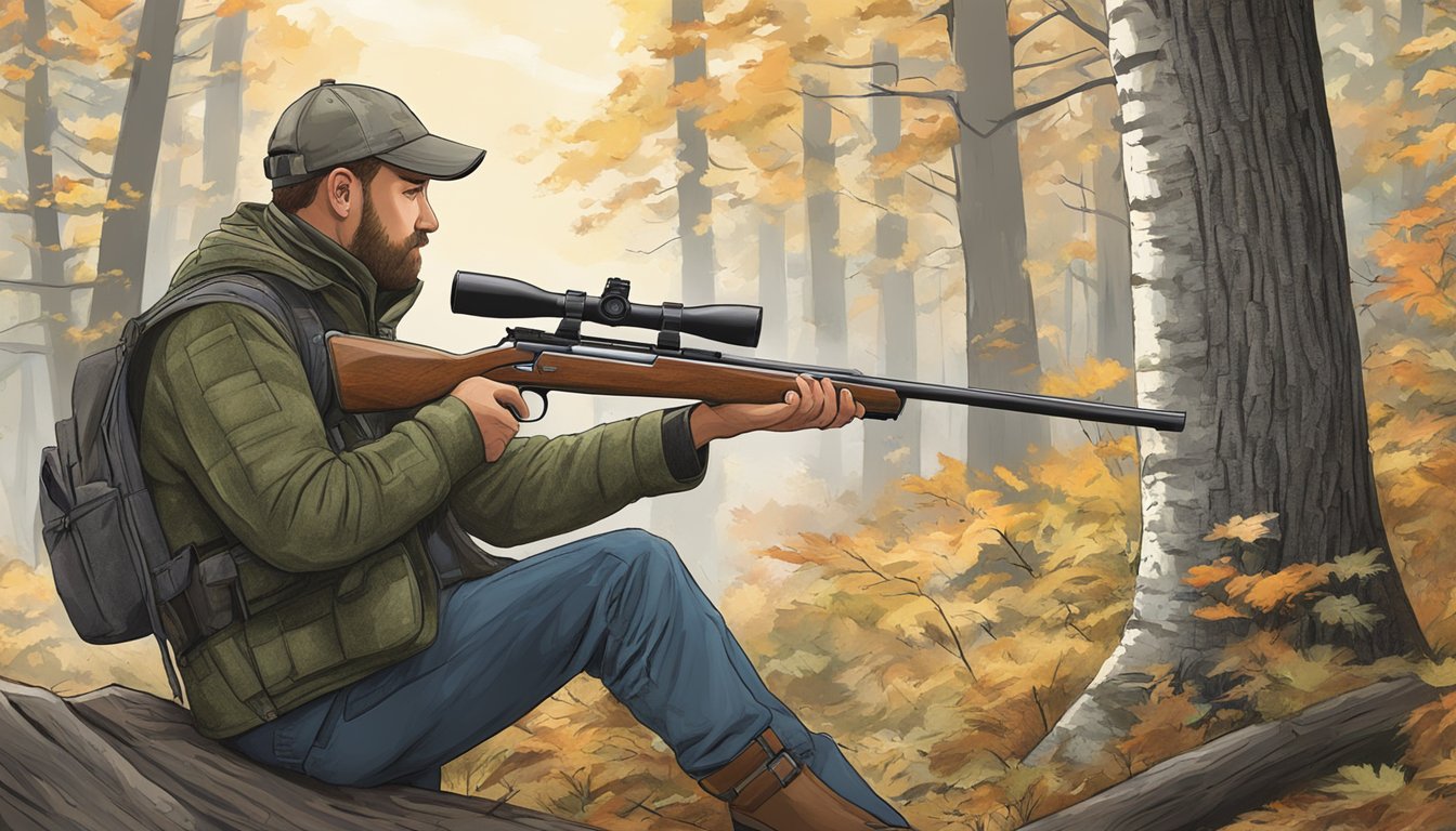 A hunter in New Hampshire checks their firearm against state regulations before heading into the woods