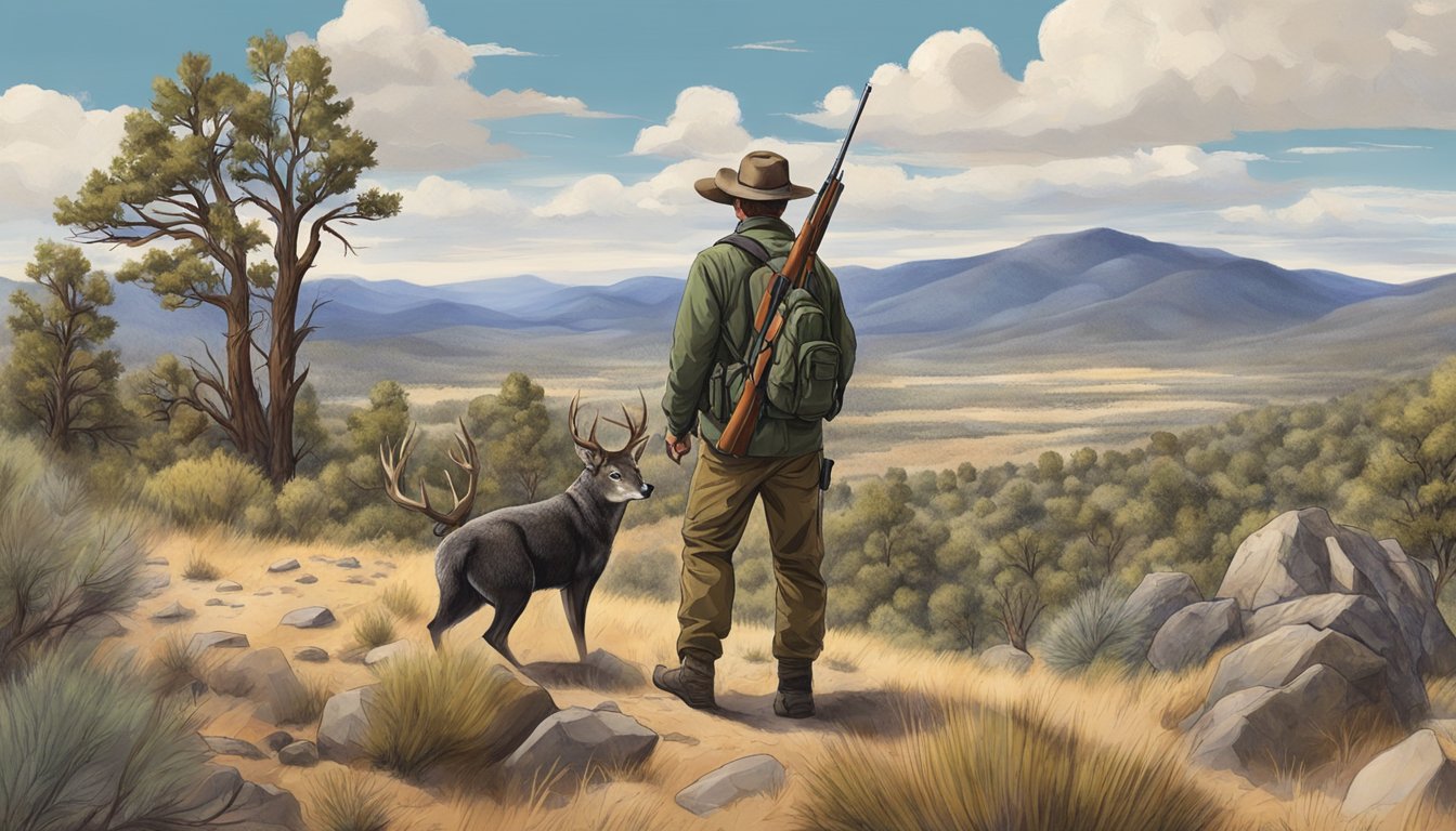 A hunter in New Mexico follows firearm regulations while hunting in the wilderness