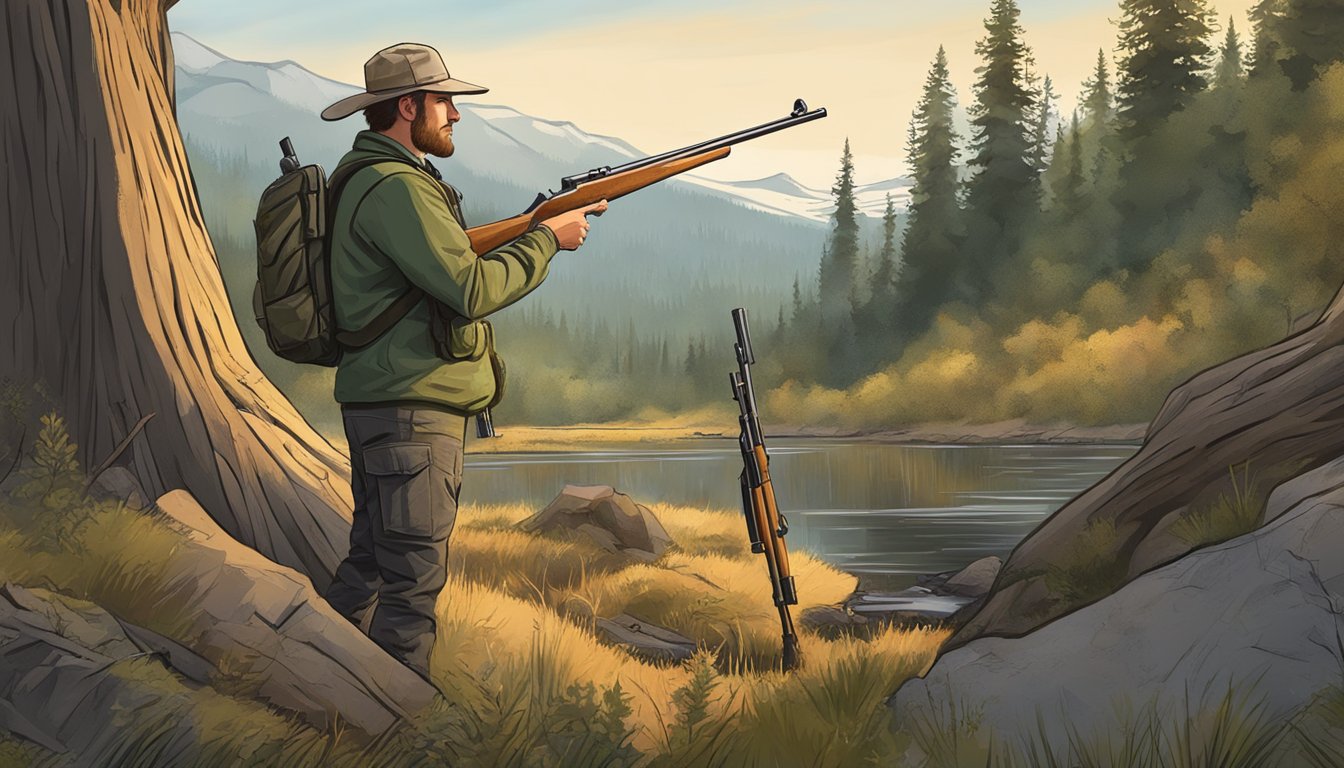 A hunter in Oregon carefully follows firearm regulations while tracking wildlife for conservation and management