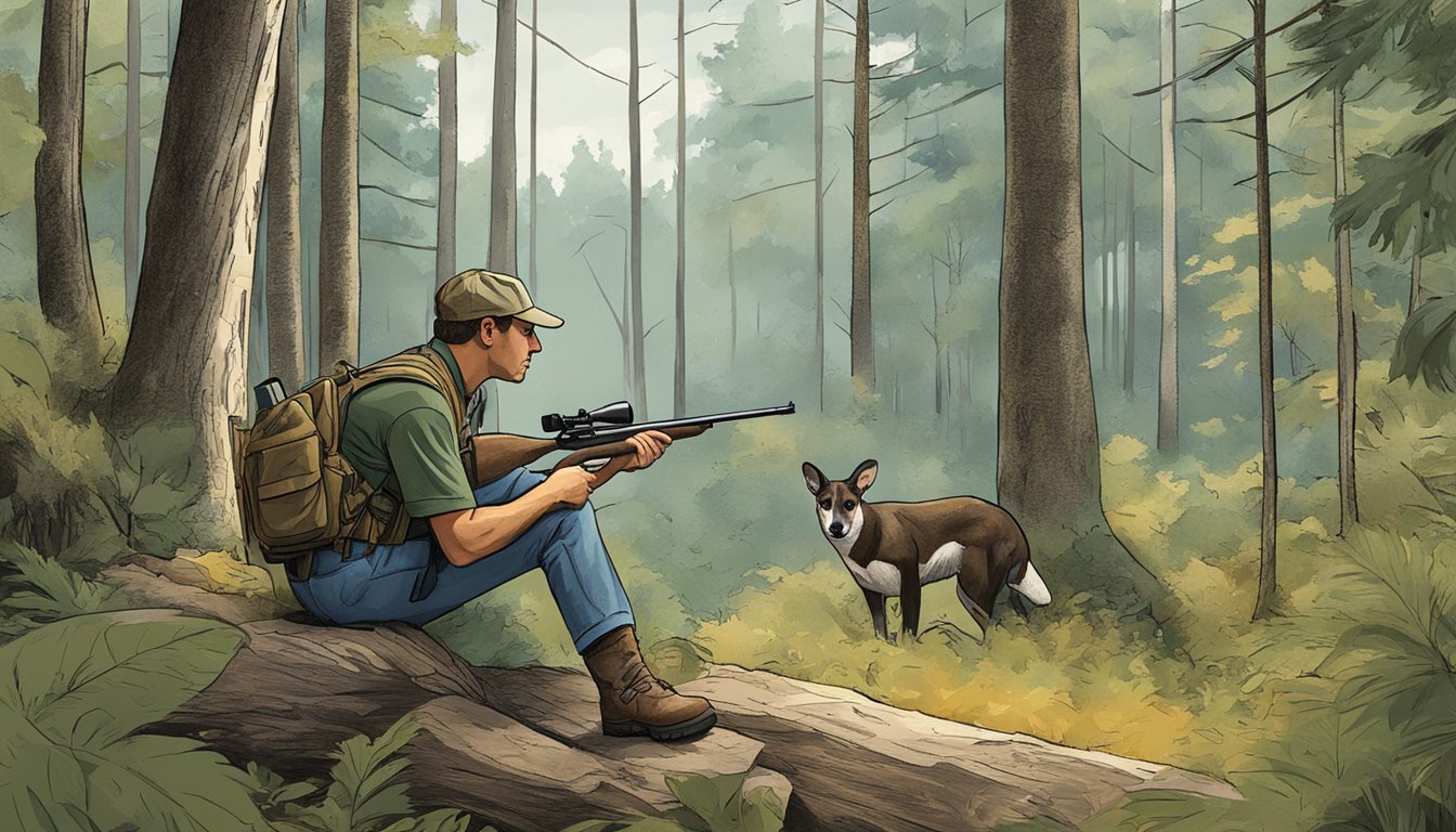 A hunter in North Carolina checking firearm regulations before heading into the woods