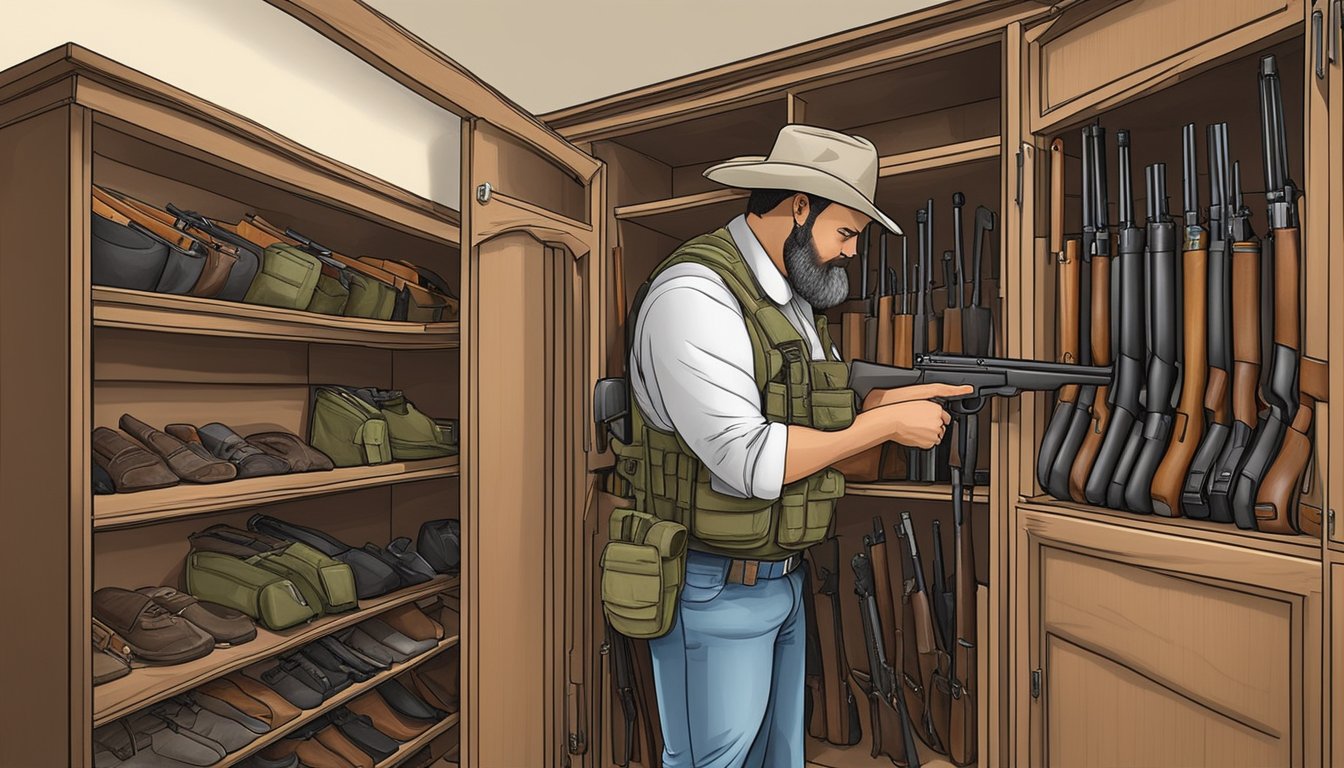 A hunter in Puerto Rico carefully stores his firearms in a locked cabinet, following the strict regional regulations