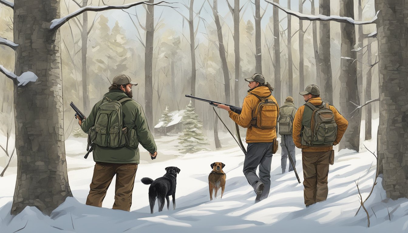 A group of hunters in Vermont following firearm regulations during a special hunting program