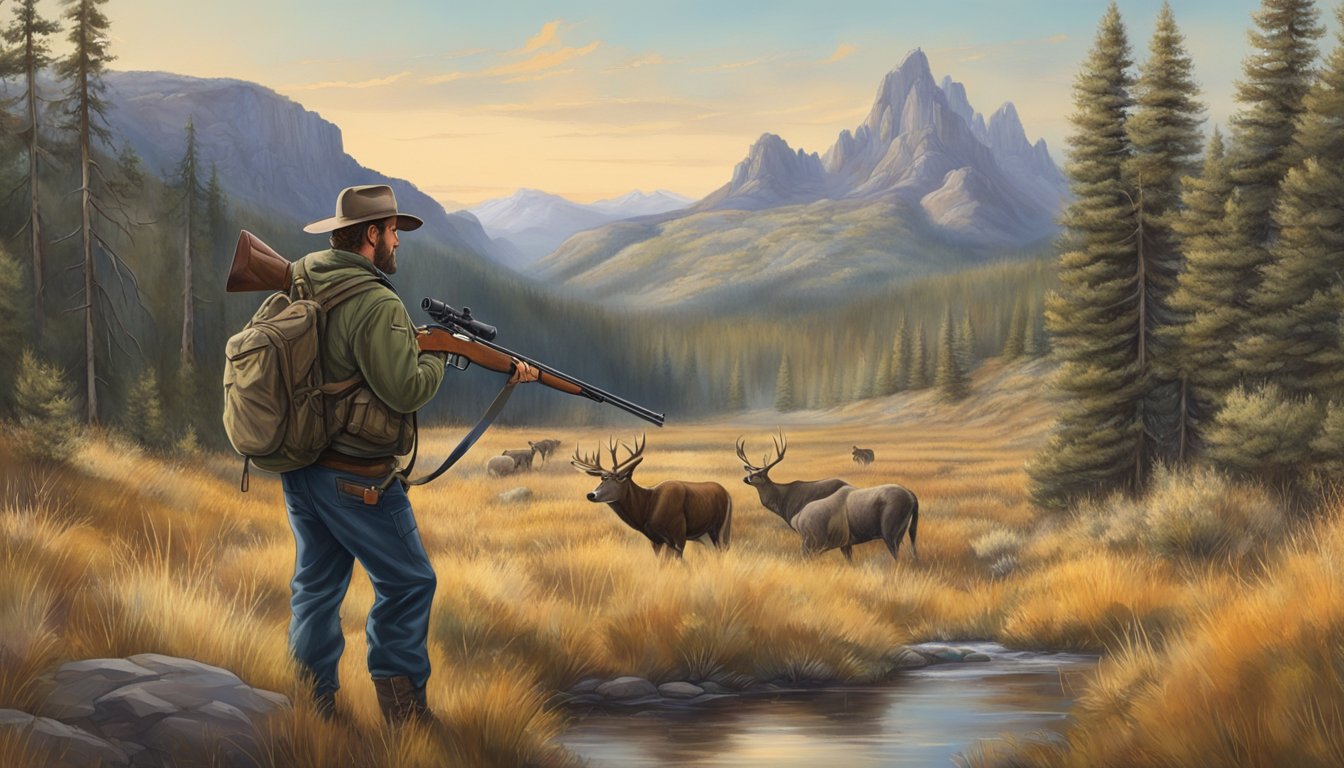 A hunter in Wyoming follows firearm regulations, using ethical practices while hunting