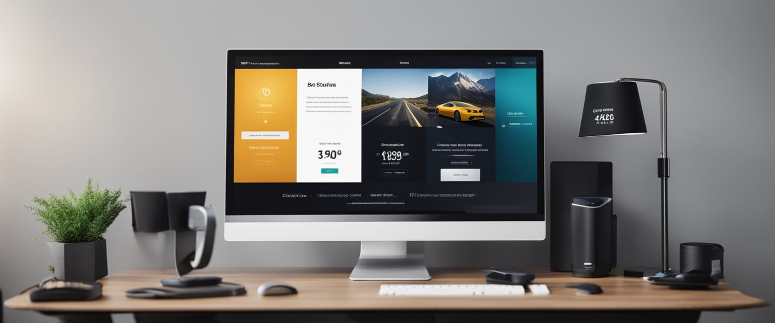 Ein Computerbildschirm, der eine elegante und moderne E-Commerce-Website mit verschiedenen Produkten und einer benutzerfreundlichen Oberfläche anzeigt.