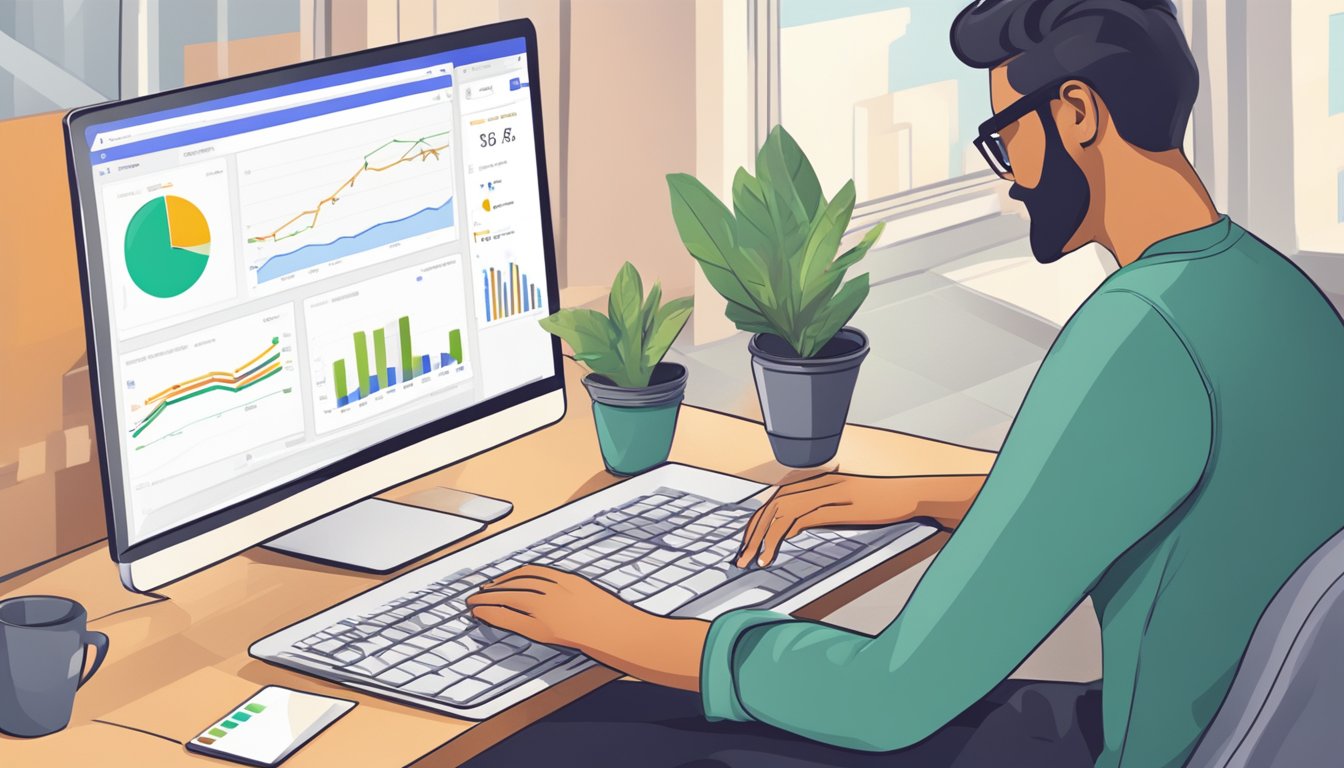 En person som bruker en datamaskin for å analysere konkurransen på Google Keyword Planner