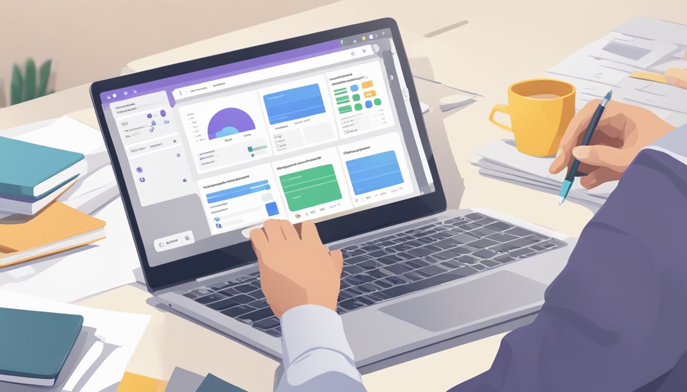En person som bruker en bærbar datamaskin for å forske på "Avanserte Teknikker" i Google Keyword Planner
