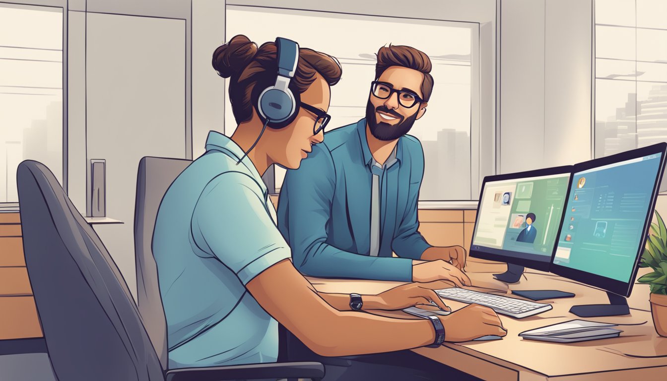 En kundestøtterepresentant som hjelper en klient med Hootsuite opplæring og støtte