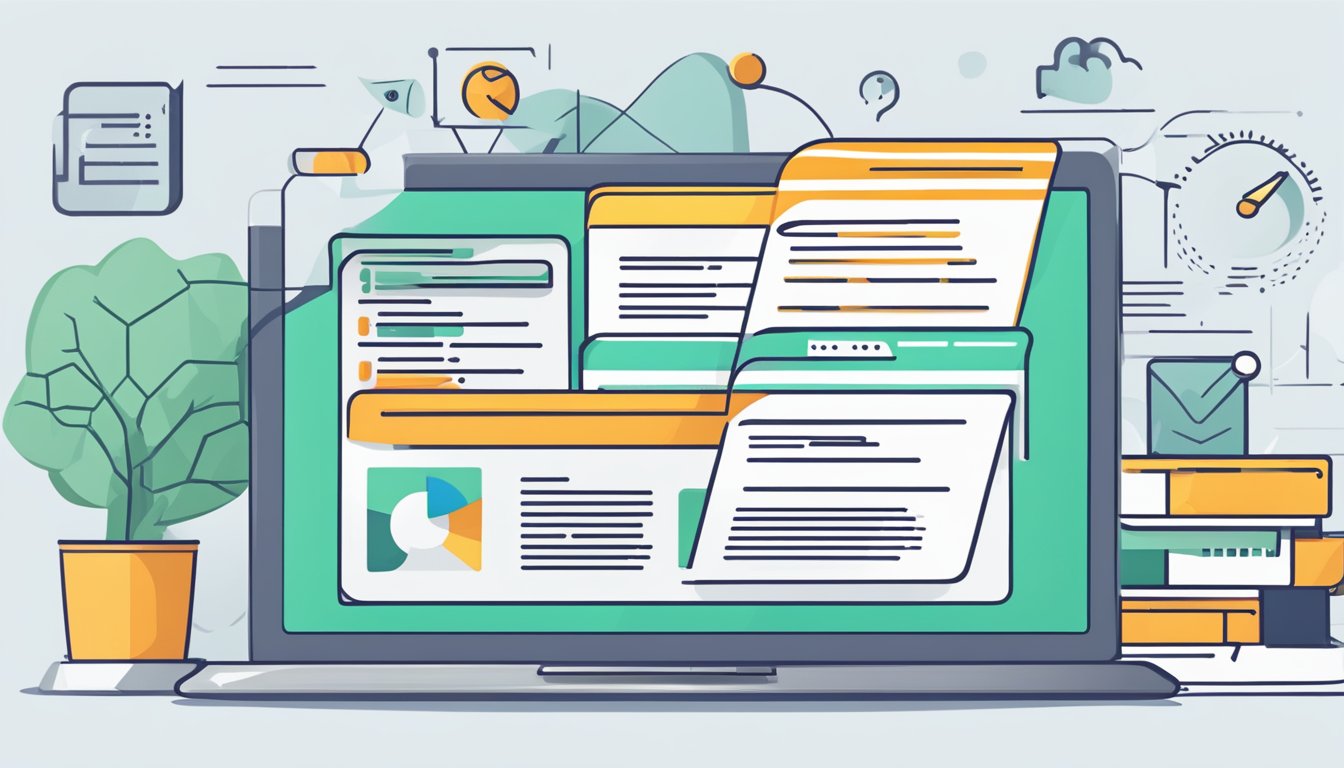 En dataskjerm som viser en liste over vanlige spørsmål relatert til inbound markedsføring, med en søkefelt og logo i hjørnet